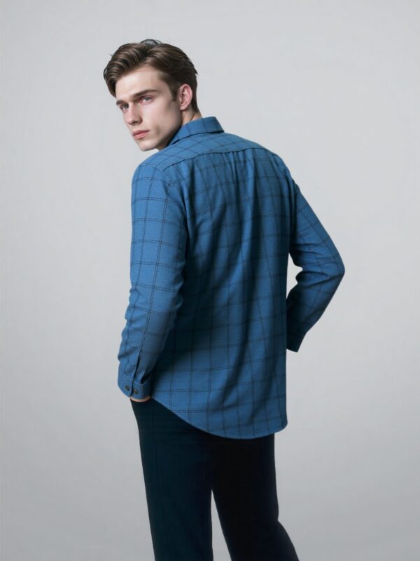 TINT Korean linen blue checks shirt - Image 2