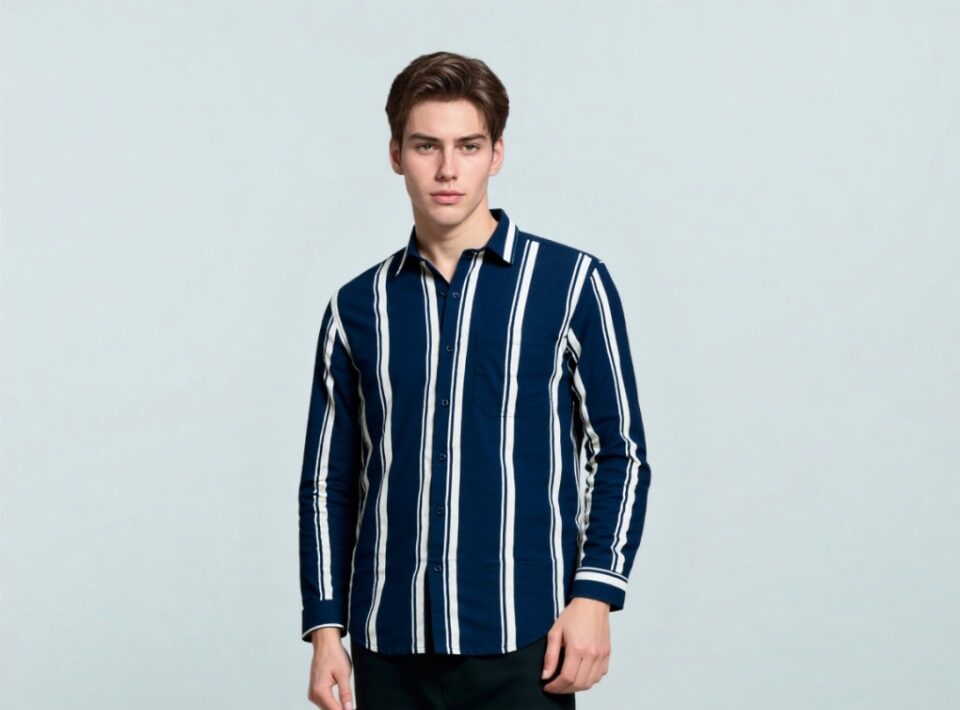 TINT Navy blue with white stripes 100 % cotton