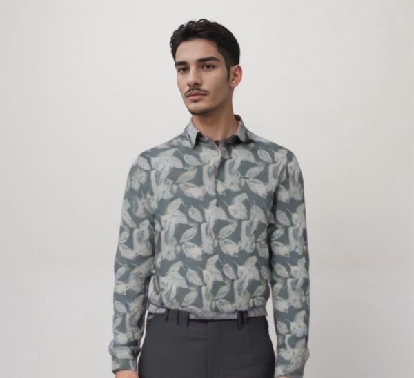 Tint Grey printed waffle shirt