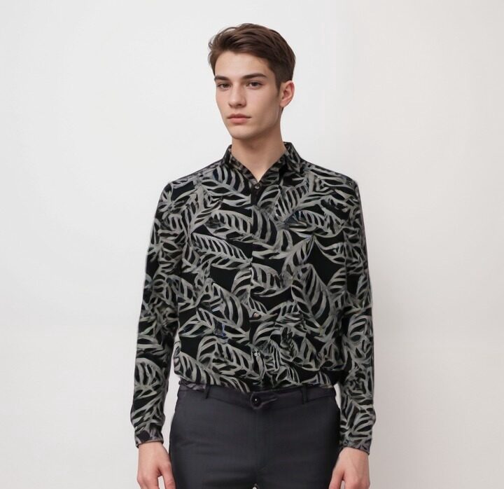 TINT Cotton slug black printed linen look